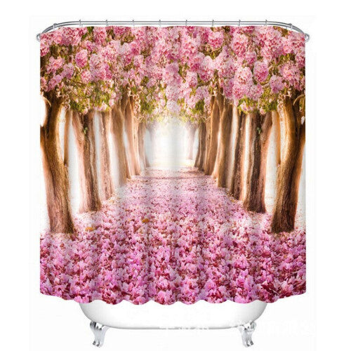 (Cherry, 180X180cm) 3D Pattern Waterproof Shower Curtains Polyester Fabric Bathroom Curtain