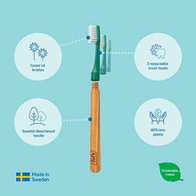 Choice Toothbrush, Soft, Green, 1pc Wooden Handle 3pcs Brush Heads, Soft Bristle Toothbrush, Good for Teeth Cleaning and Plaque Removal