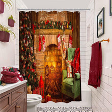 Christmas Shower Curtain Extra Long,Christmas Mantel Tree Decoration Printed Holiday Shower Curtain,Christmas Fabric Bathroom Accessory Set with Hook