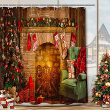 Christmas Shower Curtain Extra Long,Christmas Mantel Tree Decoration Printed Holiday Shower Curtain,Christmas Fabric Bathroom Accessory Set with Hook