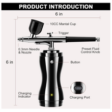 Chronus Airbrush Kit, Cordless Airbrush Compressor, 36PSI Rechargeable Airbrush Gun, Airbrush Makeup with 0.3mm Nozzle and Cleaning Brush Set(Black)