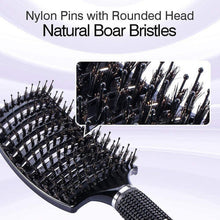 Chronus Boar Bristle Brush - Best for Detangling Thick Hair and Detangling for Faster Drying - 100% Natural Boar Bristle for Hair Oil Dispensing