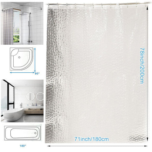 Clear Shower Curtain Waterproof Mould Proof PVC Bathroom Curtains with Hooks