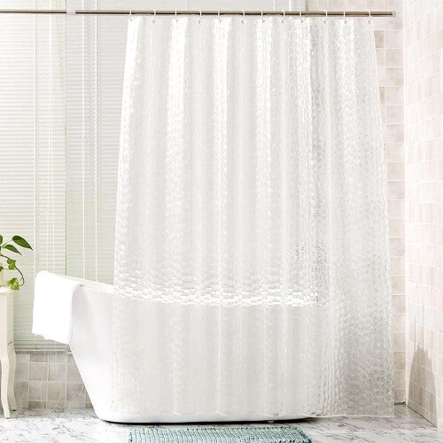 Clear Shower Curtain Waterproof Mould Proof PVC Bathroom Curtains with Hooks