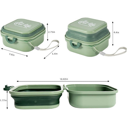 Collapsible Water Bowl, Portable Dog Bowl for Traveling, 2-in-1 Pet Food and Water Feeder - Travel Dog Bowls with Lid for Wa