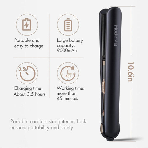 Cordless Hair Straightener and Curler 2 in 1, 9600mAh Large Battery Cordless Travel Hair Straightener