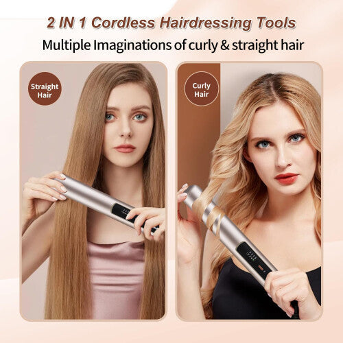 Cordless Hair Straightener and Curler 2 in 1, Mini Curler