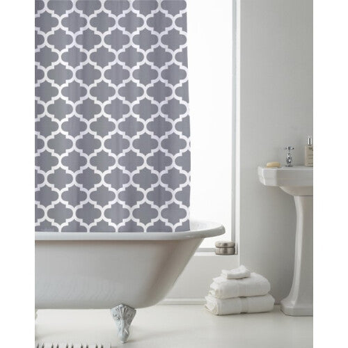 Country Club Shower Curtain Moroccan Grey 180 x 180cm