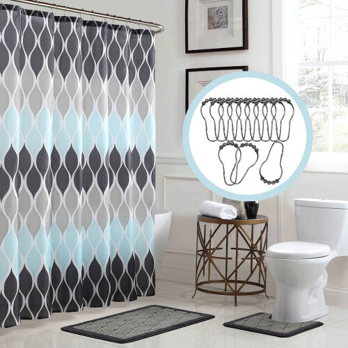 Creative Home Ideas Bath Fusion Shower Curtain Set  72x72  Clarisse GreyBlue