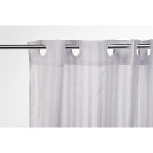 Croydex AF289122 Regency Stripe Water-Resistant Machine Washable Cling-Resistant Hookless Textile Shower Curtain,White,1800 x 1800mm (WxL)