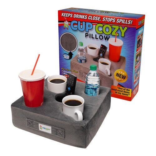 Cup Cozy Deluxe Pillow Gray As Seen on TV The worlds BEST cup holder Keep your drinks close and prevent spills Use it an