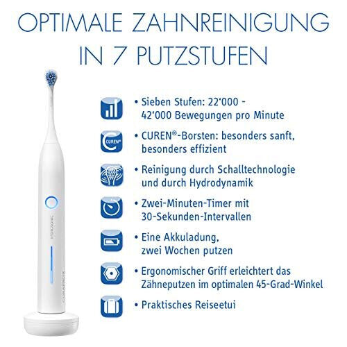 Curaprox Hydrosonic Pro Sonic Toothbrush - Curaprox Electric Toothbrush for Adults with 7 Cleaning Levels