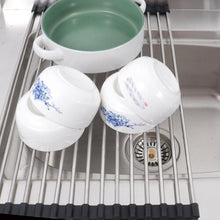 CZHONG-Steel Dish Drainer Over Sink Roll-Up Dish Drying Rack Draining Mat UK