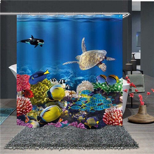 (D, 180*180cm/70.8*70.8in) Undersea World 3D Shower Curtains