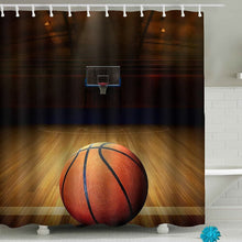 (D) Sonernt Basketball Ball on Fire and Water Flame Shower Curtain 72x72inch Bathroom Decor Set with Hooks