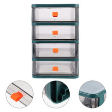 (Dark Green) 4-Tier Drawers Stationery Cosmetic Storage Box