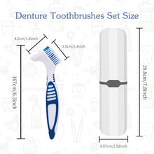 Denture Brush, 2 Pcs False Teeth Toothbrush with White Carrying Case, Multi-Tiered Bristles with Comfort Grip Handle for Effective Denture Cleaning