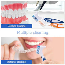 Denture Brush, 2 Pcs False Teeth Toothbrush with White Carrying Case, Multi-Tiered Bristles with Comfort Grip Handle for Effective Denture Cleaning