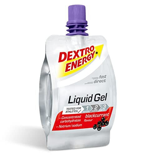 Dextro Energy Energy Gel | 6 Pack | High Carb Gel | Liquid Burst of Energy | Non-Sticky | for Running or Cycling | Energy Gel Blackcurrant | Vegan