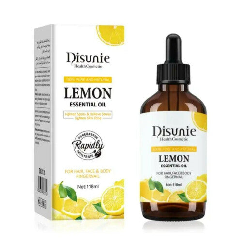 Disunie Lemon Pure Essential Oil, Silk Smooth, Soothing, Moisturizing. Nourishing, Skin Care, Pure Essential Oil 118 ML