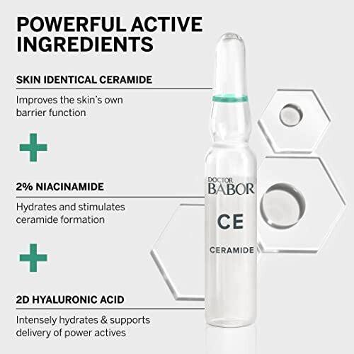 DOCTOR BABOR Power Serum Ceramide, Ampoules for the Face, Hyaluronic Acid and Ceramides for an Intact Skin Protection Barrier, Vegan Formula, 7 x 2 ml