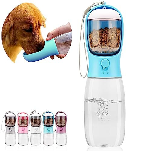 Dog water bottle,Portable pet water bottle with Drinking and Feeding Function,Outdoor portable water bottle for cat,Rabbit,Puppy and other Animals