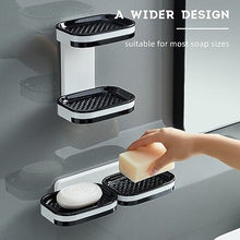 Double Layer Soap Dish Suction Cup Soap Holder with Drainage, NO-Drilling & Removable Self Adhesive Soap Dish Holder, Dishes Holder Wall Mounted for