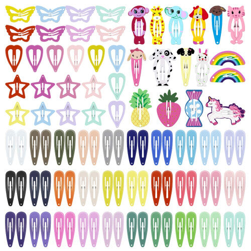 ECADY Hair Clips Colorful Hair Barrette Metal Cute Snap Hair Clips for