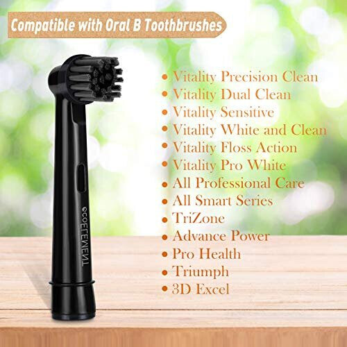 ecoELEMENT Recyclable Toothbrush Heads Compatible with Oral B - 8 Pack of Charcoal Toothbrush Heads Eco Friendly Products - Compatible Oral B