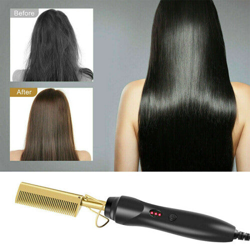 Electric Hair Beard Straightener Comb Brush Heat Irons Curling Flat Curler Tools