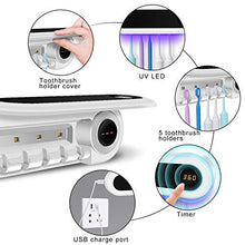 Electric LED UV Toothbrush Holder Sterilizer Wall Mounted 5 Brush Holder Digital Display USB Rechargeable