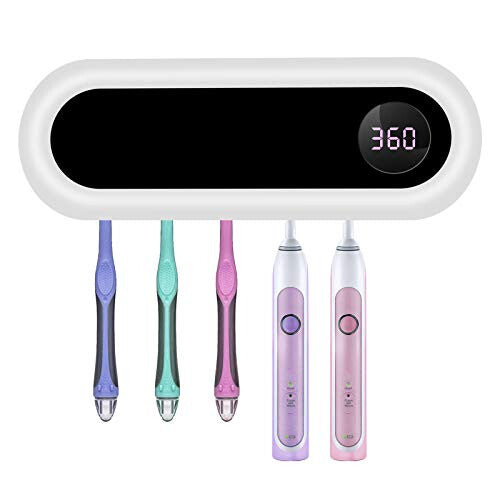 Electric LED UV Toothbrush Holder Sterilizer Wall Mounted 5 Brush Holder Digital Display USB Rechargeable