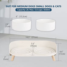 Elevated Dog Food Water Bowl - Raised Dog Bowls with Stand Non Skid - Double Dog Feeding Bowl Set with Splash Proof Guard - Ceramic Pet Dish for Small