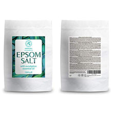 Epsom Bath Salt Eucalyptus 1kg with Eucalyptus Essential Oil - 100% Pure Epsom Salts - Magnesium Sulphate Crystals & Eucalyptus - Skin Care -