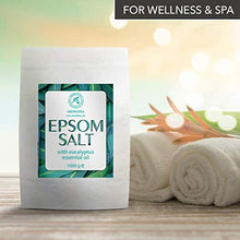 Epsom Bath Salt Eucalyptus 1kg with Eucalyptus Essential Oil - 100% Pure Epsom Salts - Magnesium Sulphate Crystals & Eucalyptus - Skin Care -