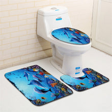 European Marine Blue Whale Style Shower Curtain Non-Slip Mats Bath Carpets Toilet Seat Cover Floor Mat Bathroom Decoration