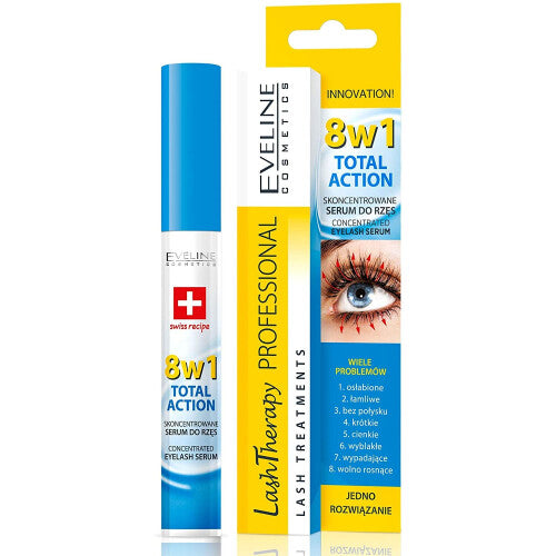 Eveline Cosmetics Eyelash Serum 8in1 | 10 ML | Lash Growth Activator | Strengthening and Thickening Conditioner | Argan Oil and Hyaluronic Acid