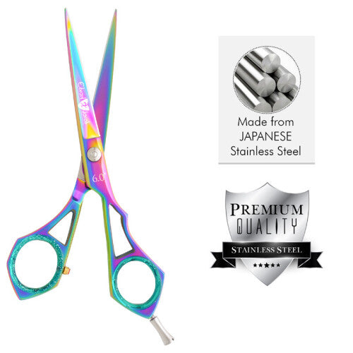 EXJ - Professional Hairdressing Hair Cutting BARBERS & SALONS Scissors - Multicolored - 6"