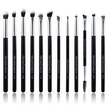 Eye Makeup Brushes Set, 12 Make up Brushes Professional Including Luxury Cosmetic Bag - Silver