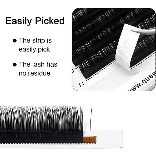 Eyelash Extensions 0.03 D Curl Mix8-14mm QUEWEL Classic Eyelash Extensions Eyelash Individual Lashes Lash Extension Russian Matte Black Tray