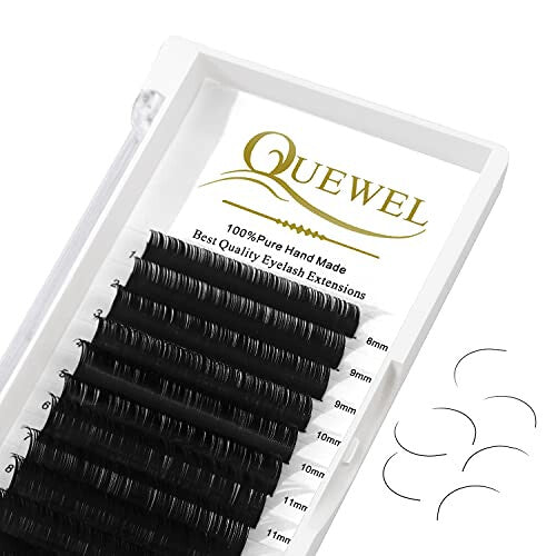 Eyelash Extensions 0.03 D Curl Mix8-14mm QUEWEL Classic Eyelash Extensions Eyelash Individual Lashes Lash Extension Russian Matte Black Tray