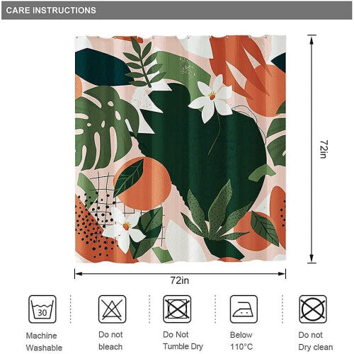 Fabric Abstract Orange Shower Curtain Set Bathroom Decor 60Wx72H Inch Modern Cute Aesthetic Fruit Flower Tropical