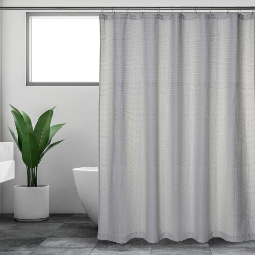 Fabric Shower Curtains for Bathroom  Gray Waffle Weave  72x72 in  Farmhouse Boho Shower Curtains  Cotton Polyester Blend