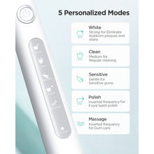 Fairywill Electric Toothbrush Rechargeable White 5 Modes 4 Brush Heads