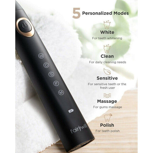 Fairywill Sonic Electric Toothbrush Rechargeable Toothbrush 4 Heads