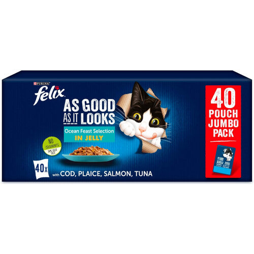 Felix As Good As It Looks Ocean Feasts Cat Food 100 g (Pack of 40)