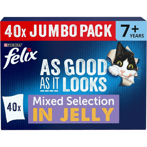 FELIX As Good As it Looks Senior 7+ Mixed in Jelly Wet Cat Food 40x100g