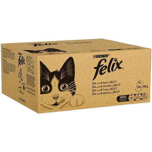 Felix Mixed Selection in Jelly Cat Food, 120 Pouches, 120 x 100 g