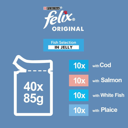 FELIX ORIGINAL Fish Favourites in Jelly Wet Cat Food 40x85g