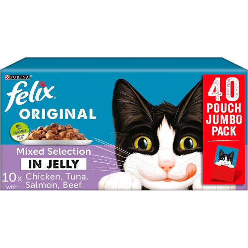 Felix Original Mixed Selection In Jelly Cat Food, 100 g (Pack of 40)